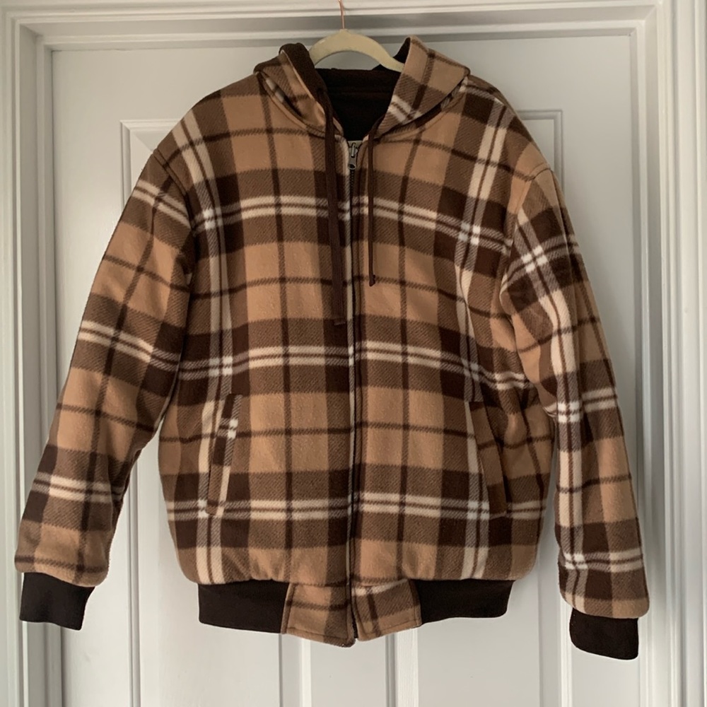 WorkWear Men Reversible Plaid and Brown Jacket